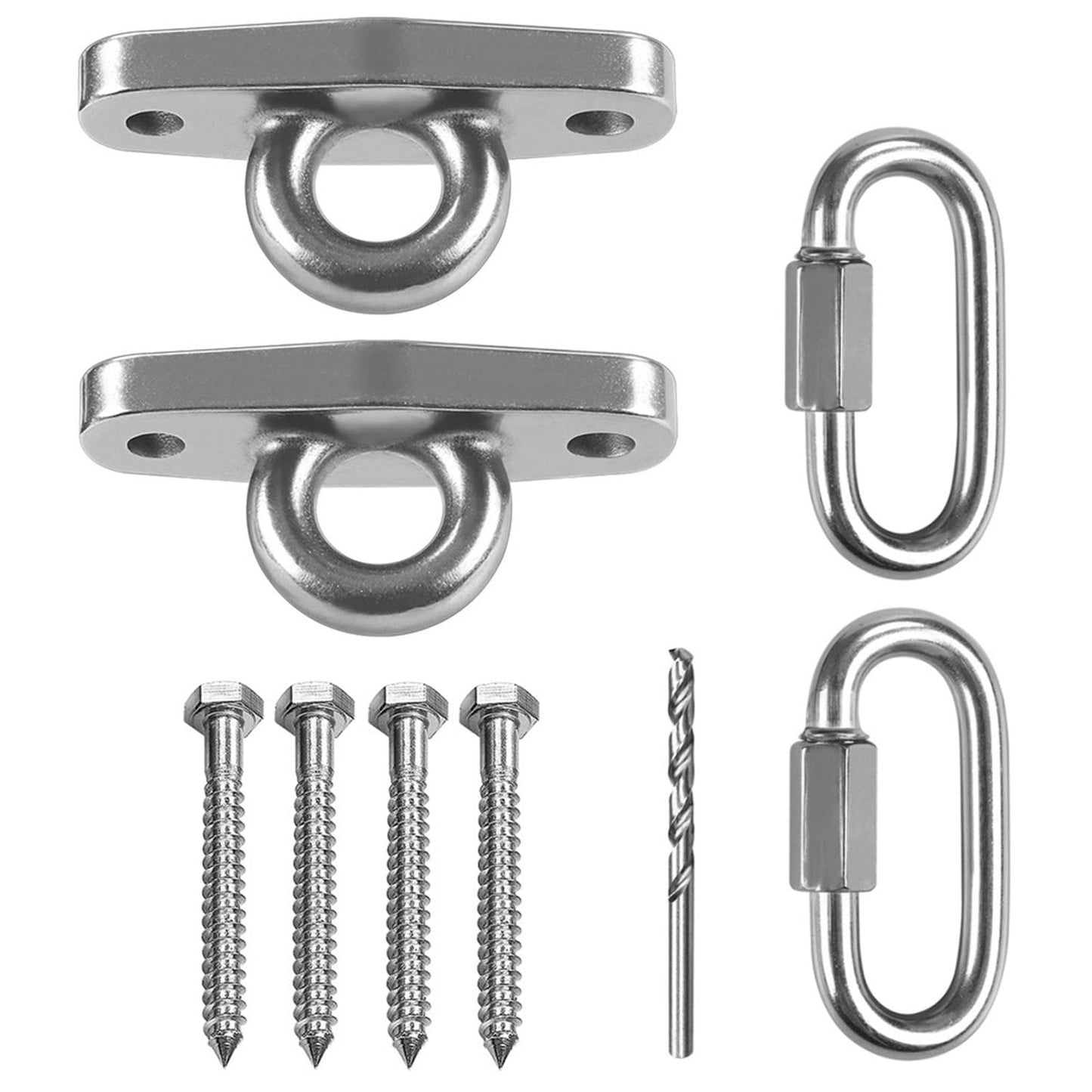 Dakzhou Of2 Heavy Swing Hangers Stainless Steel 304 Rust-Proof Playground Porch Yoga seat Hanger Swing Hammock Chair Suspension kit Indoor and Outdoor 2000 pounds Capacity 2 carabiners