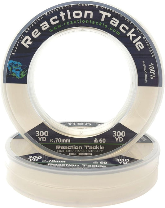Reaction Tackle 100% Pure Fluorocarbon Fishing Line - High Strength, Abrasion-Resistant | Saltwater & Freshwater Leader