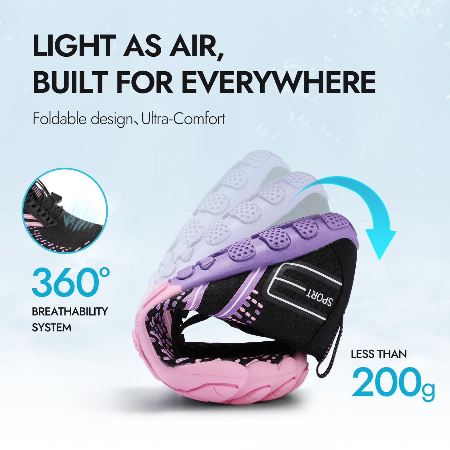 ATHMILE Hiking Barefoot Water Shoes for Women Men Beach Swim Pool Quick Dry