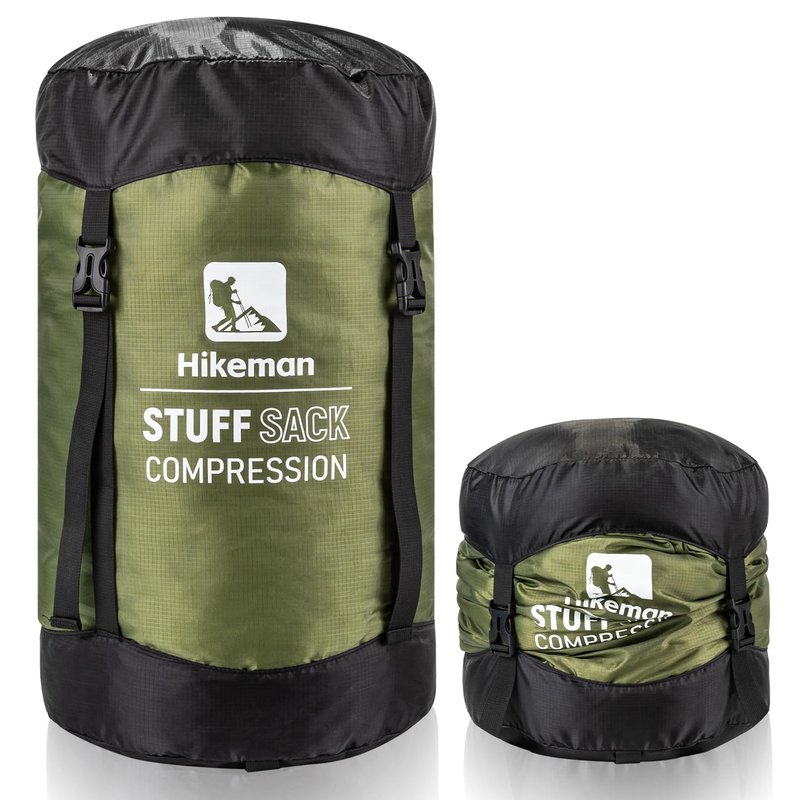HIKEMAN Compression Sack, 50% More Storage! 12L/19L/32L/46L/53L Compression Stuff Sack, Water-Resistant & Ultralight Sleeping Bag Stuff Sack - Space Saving Gear for Camping, Hiking(Army Green,XXL)