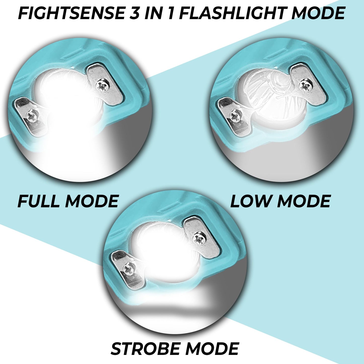 FIGHTSENSE Flashlight Stun Gun for Self Defense – Rechargeable Stun Gun for Women – Compact & Powerful Self Defense Flashlight (Cyan)