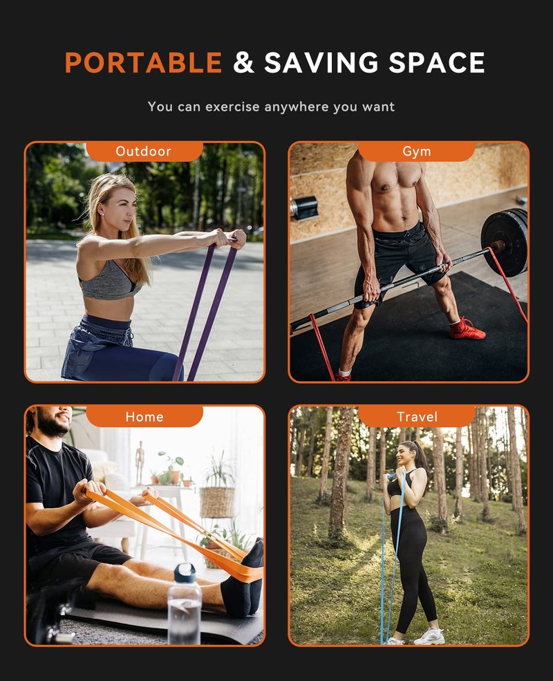 SUNPOW Pull Up Assistance Bands, Set of 5 Heavy Duty Resistance Bands for Men & Women, Natural Latex Exercise Bands for Pull-Up Progression, Home Workout, Strength Training, Mobility & Stretching