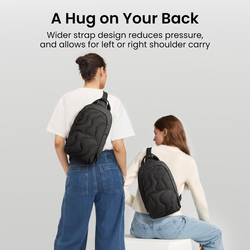 tomtoc 10L Puffy Sling Backpack for Women Girls, Trendy Puffer Quilted Padded Crossbody Bag for 13-inch Macbook Neo A3404 A18, 11-inch iPad Air/Pro, Nintendo Switch 2, Lightweight Travel Chest Daypack