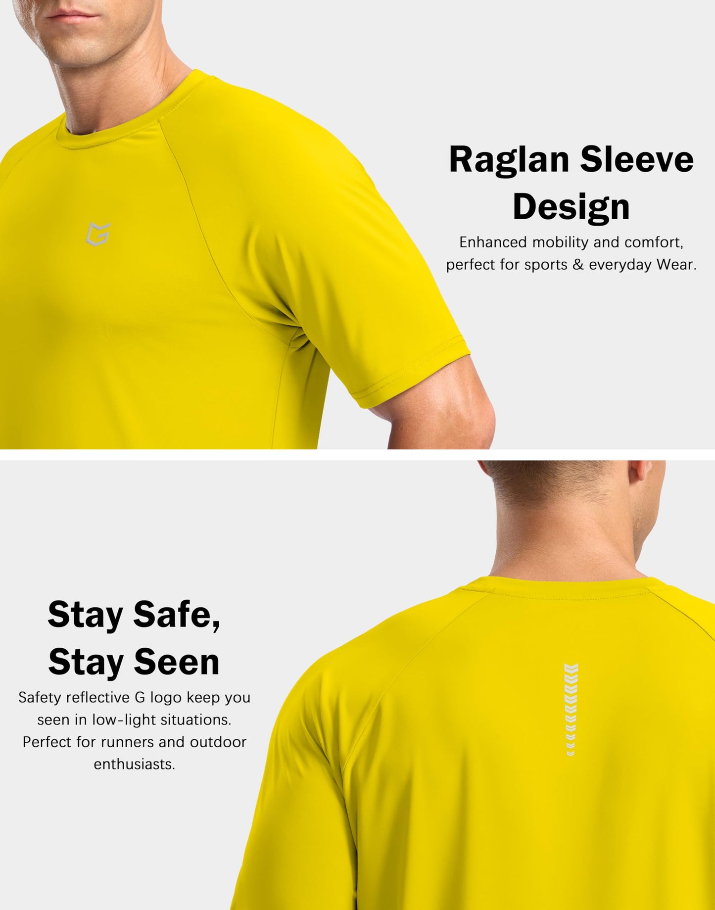 G Gradual Men's Athletic Workout T-Shirts Moisture Wicking Cooling Running Shirts Short Sleeve Performance Tee for Gym Tennis(Yellow,XL)