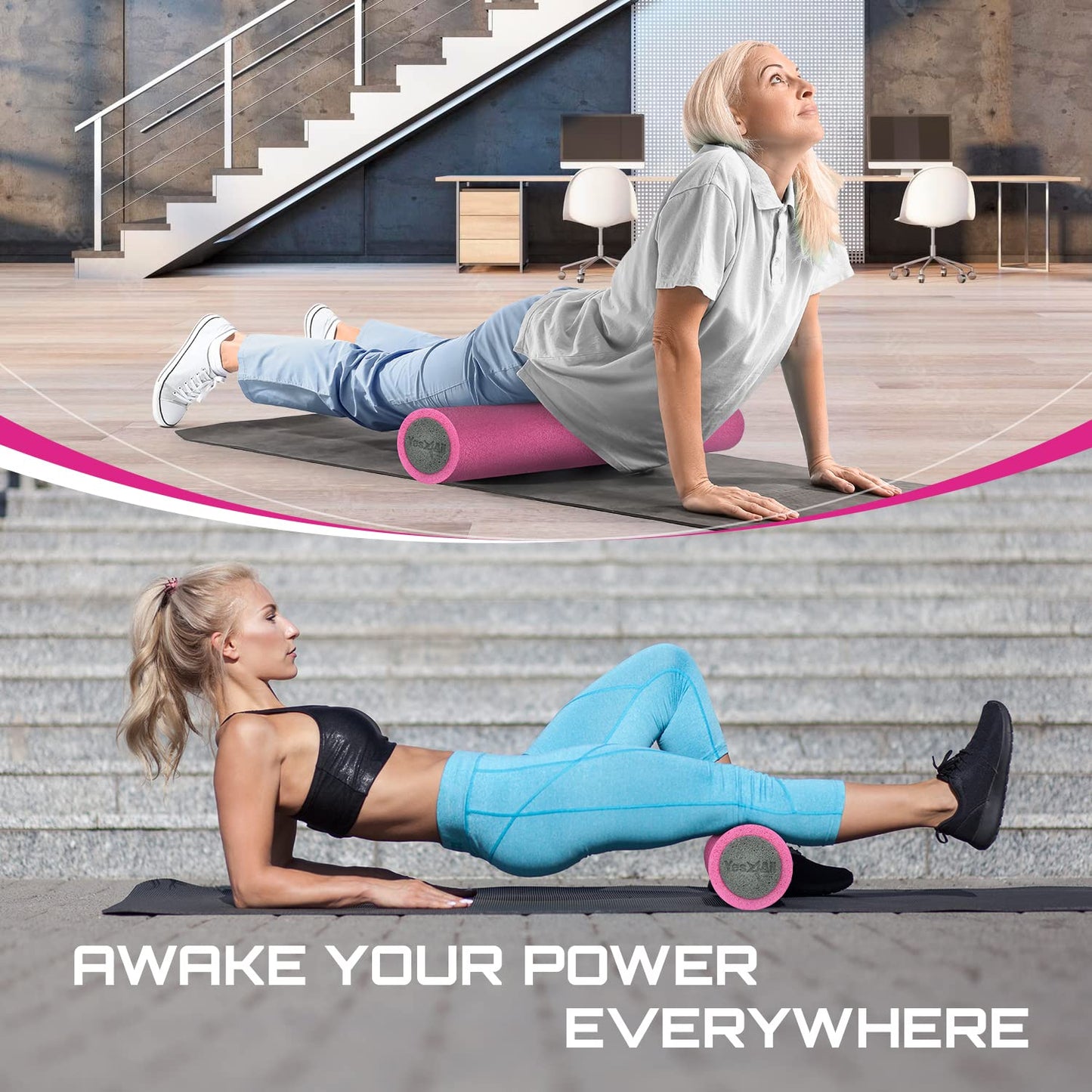 Yes4All Two-Layer Foam Rollers PE for Many Exercises, Improved Workout Efficiency - 18 inches