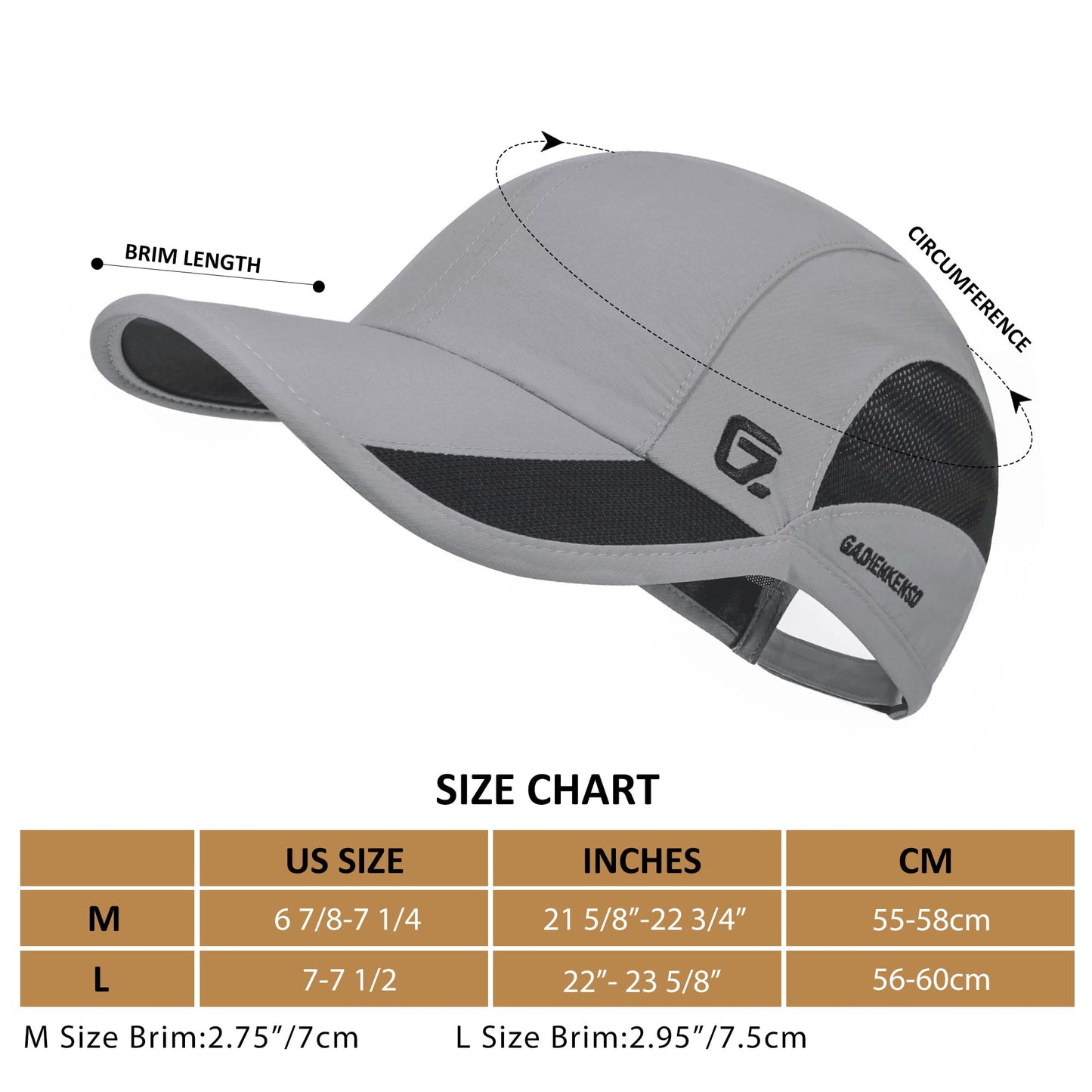 GADIEMKENSD Men's Cooling Hat Outdoor Running UPF50+ Womens Baseball Cap Sport Mesh Sun Hat Trucker Dad Hats Quick Dry Breathable Unstructured for Summer Camping Fishing Hiking Improved Light Grey