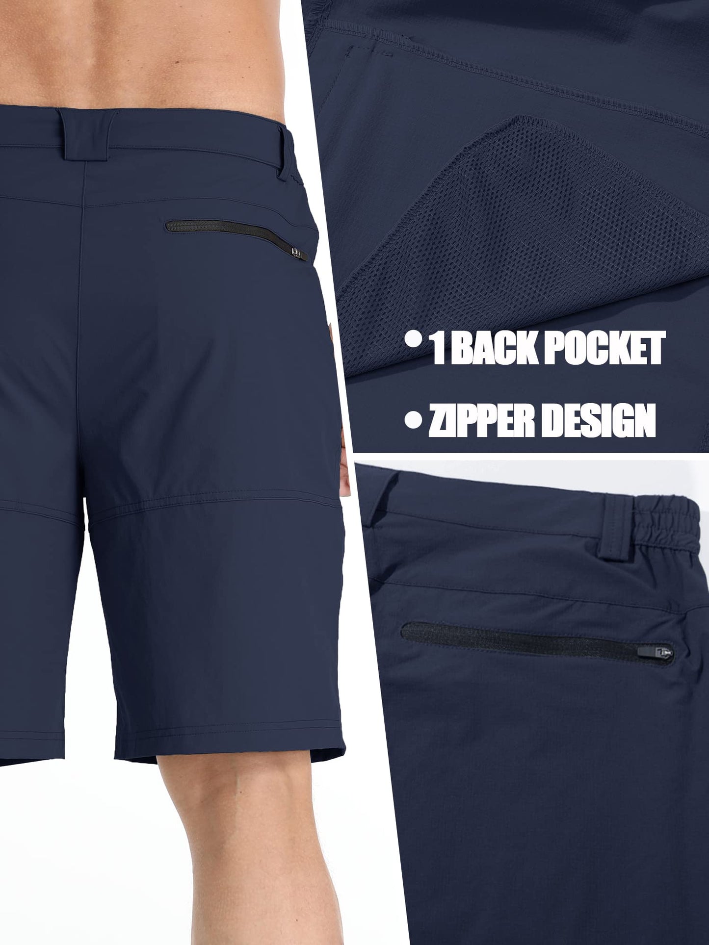 TACVASEN Mens Shorts Casual Cargo 10" Hiking Work Golf Shorts Waterproof Quick Dry Outdoor Summer Dress Travel Fishing Navy 32
