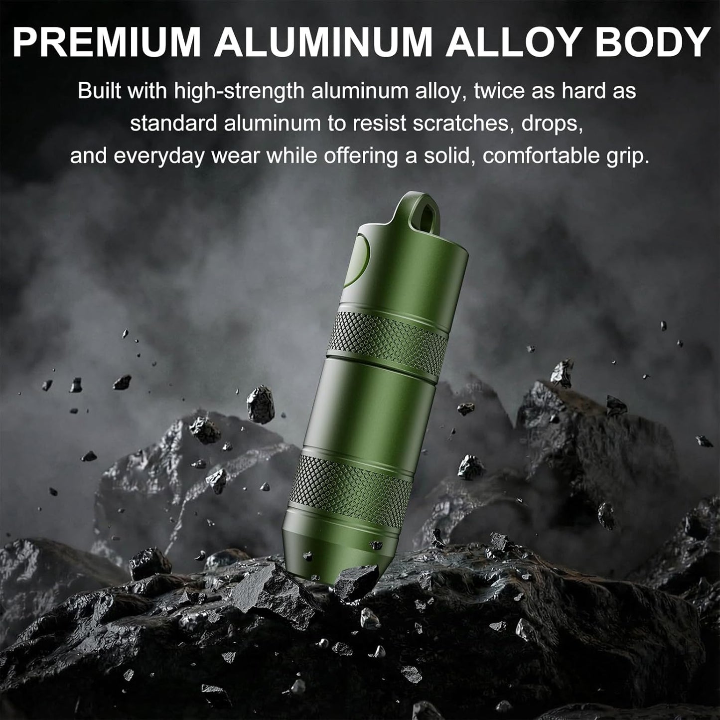 Rechargeable Keychain Flashlight - 100 Lumens Mini LED Light | Portable Magnetic Base, Green, 1 Pack