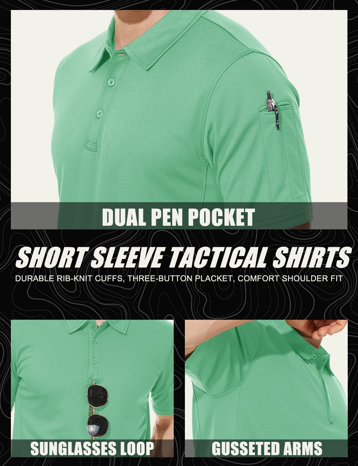 MAGCOMSEN Polo Shirts for Men Short Sleeve Golf Shirts Quick Dry Shirts Fishing Shirts Work Shirts for Men Casual Shirts Summer Shirts Golf Polo Shirts for Men
