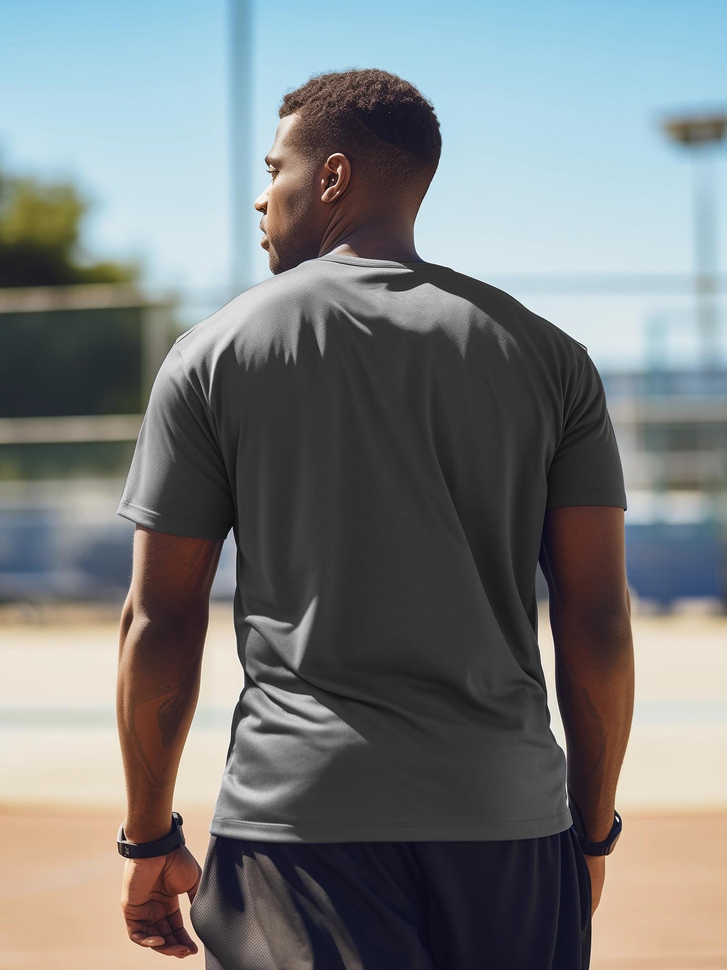 Yafanqi 5 Pack Mens Short Sleeve Shirts Quick Dry Moisture Wicking Athletic Running Gym Workout Casual Basic Tee Shirt