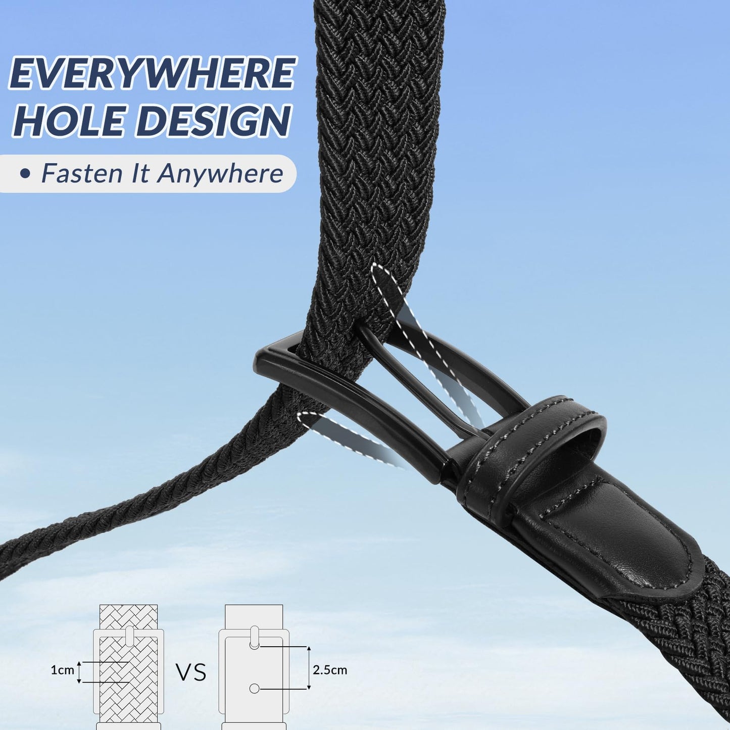 BELTROAD Elastic Braided Belt Mens Golf Belts No-Hole Design Lightweight Breathable Woven Stretch Belt for Golf Casual