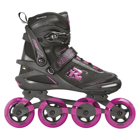 ROCES Women's Pic Tif Outdoor Breathable Fitness Comfort 4 80mm Wheels Racing Inline Skates with Memory Buckle, Easy Entry Boots, Glass Fiber Reinforced Shell & Aluminum Frame, Black/Fuchsia, 6