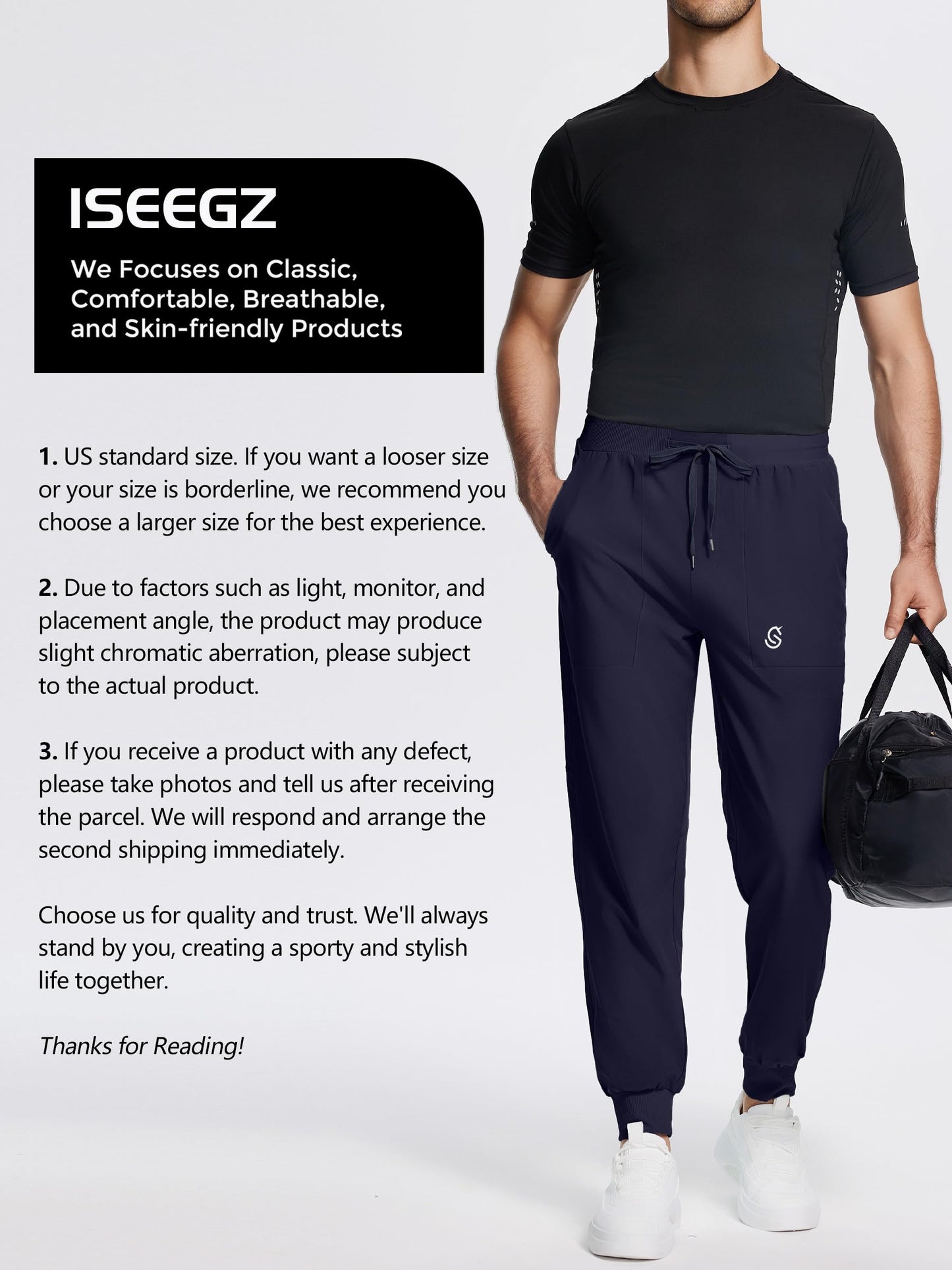 ISEEGZ Men's Joggers Sweatpants with Pockets Lightweight Athletic Sweat Gym Jogger Pants for Men Sports Workout Daily Navy