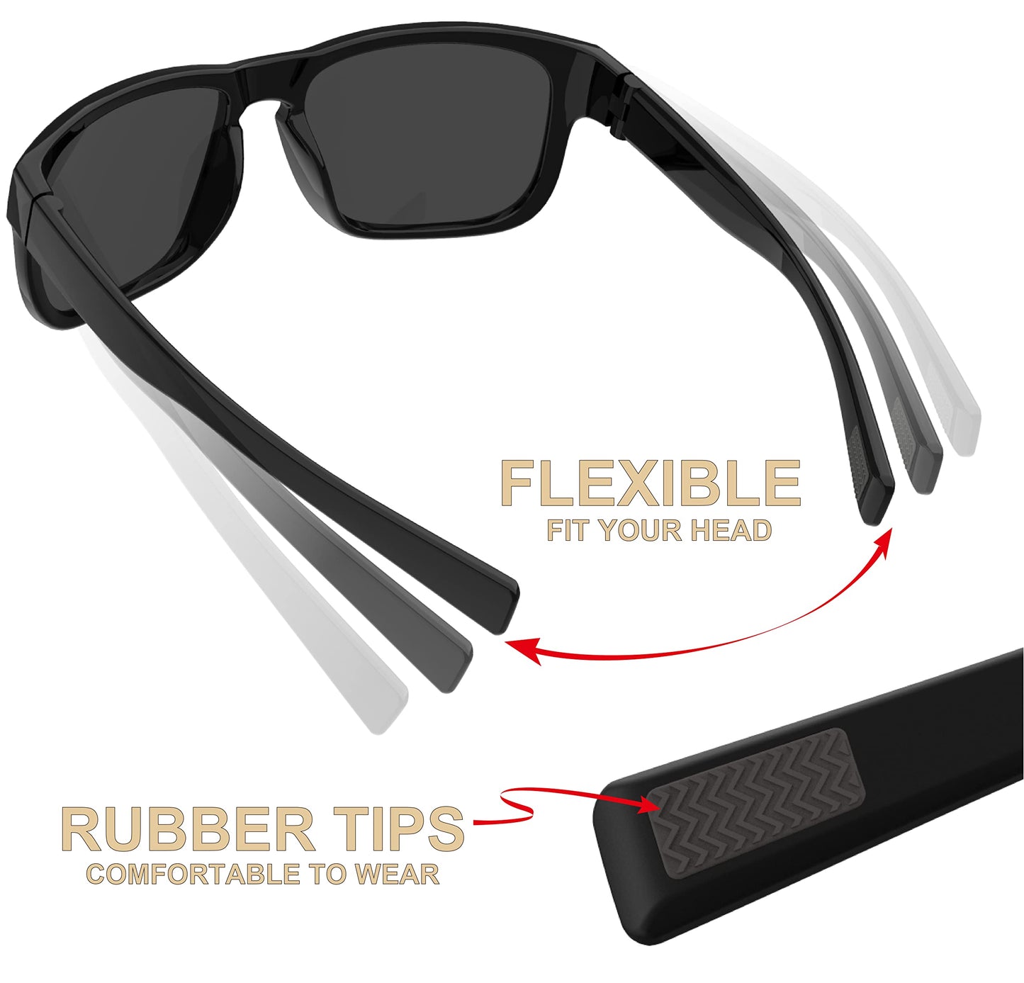QOOL TIMES F11 Casual sport Wooden Bamboo Blue Sunglasses Temples for Men Women, Running Driving Golfing Cycling Hiking Fishing baseballand Outdoors