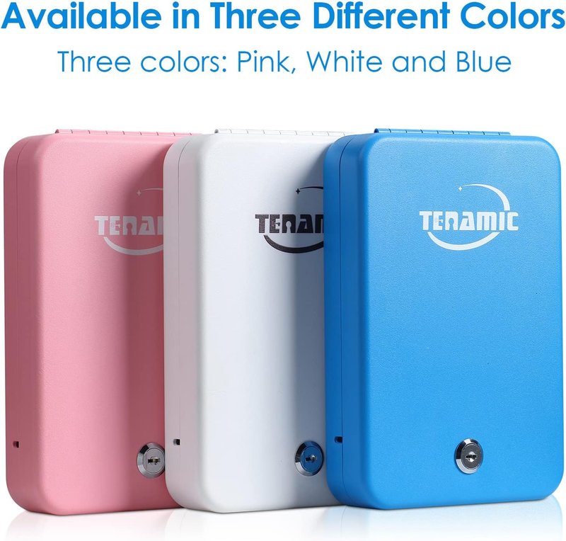 Tenamic Pistol Safe - Portable Solid Steel Handgun Lock Box for Travel | Blue