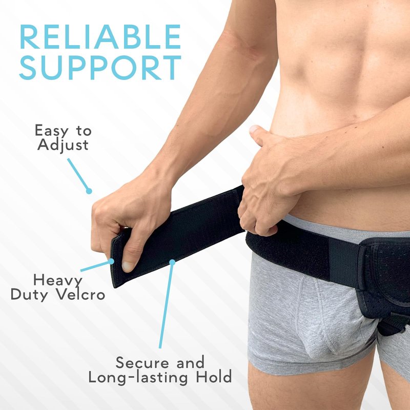 Adamson H2: Hernia Belts for Men - Adjustable Inguinal Hernia Belt Left or Right Side - Groin Compression Wrap with Adjustable Waist Strap - Univeral Fit Discreet Under Clothing & Comfortable Support