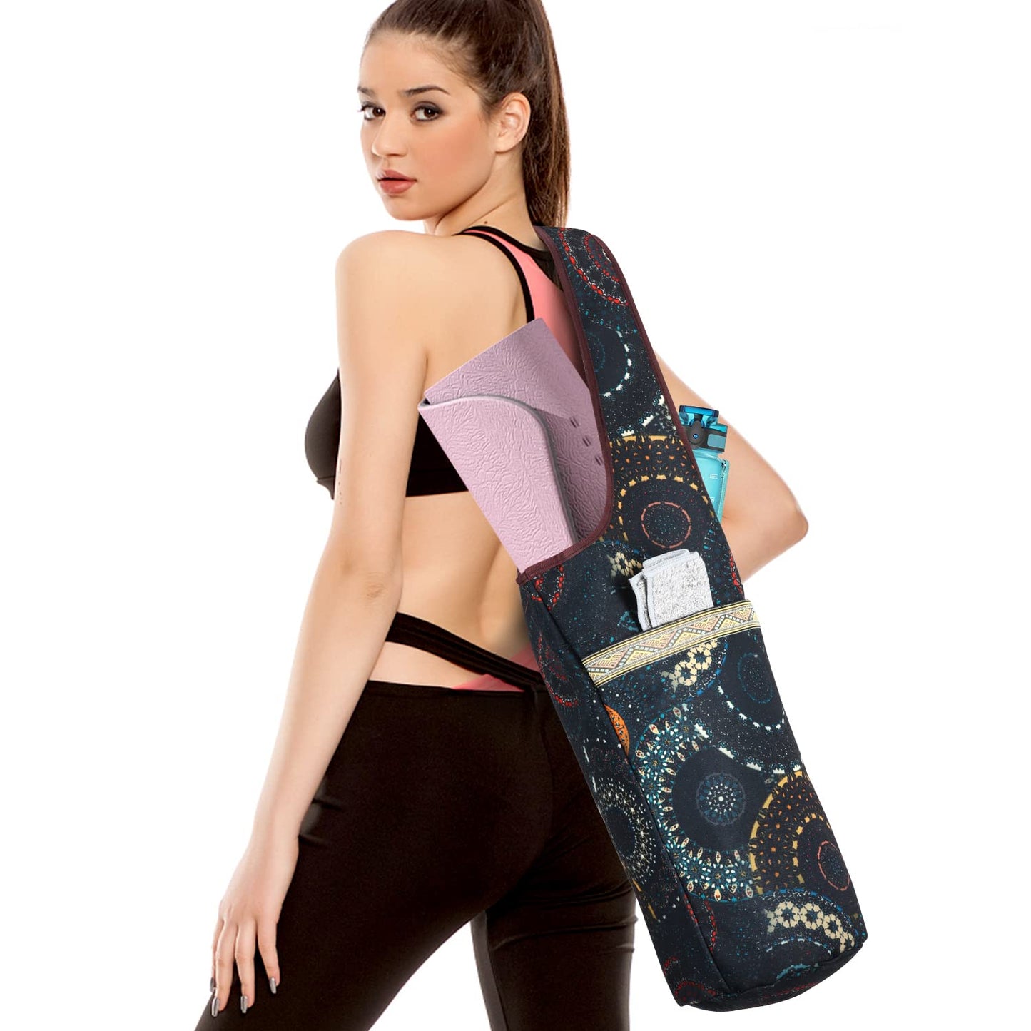 KYKU Yoga Mat Bag | Yoga Tote Bag | Yoga Mat Carrier Bag with Pockets | Fit Most Size Mats