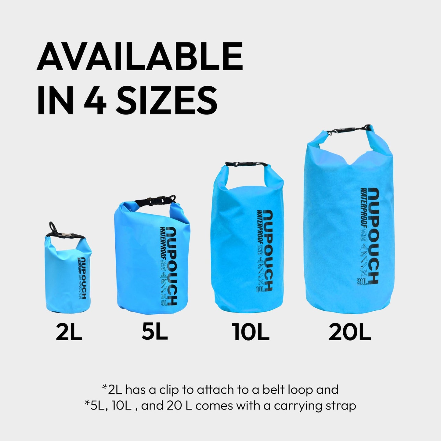 Nupouch Waterproof Dry Bag: 10L Green Roll Top Lightweight Dry Storage Bag, Backpack for Travel, Swimming, Boating, Kayaking, Camping, or Beach