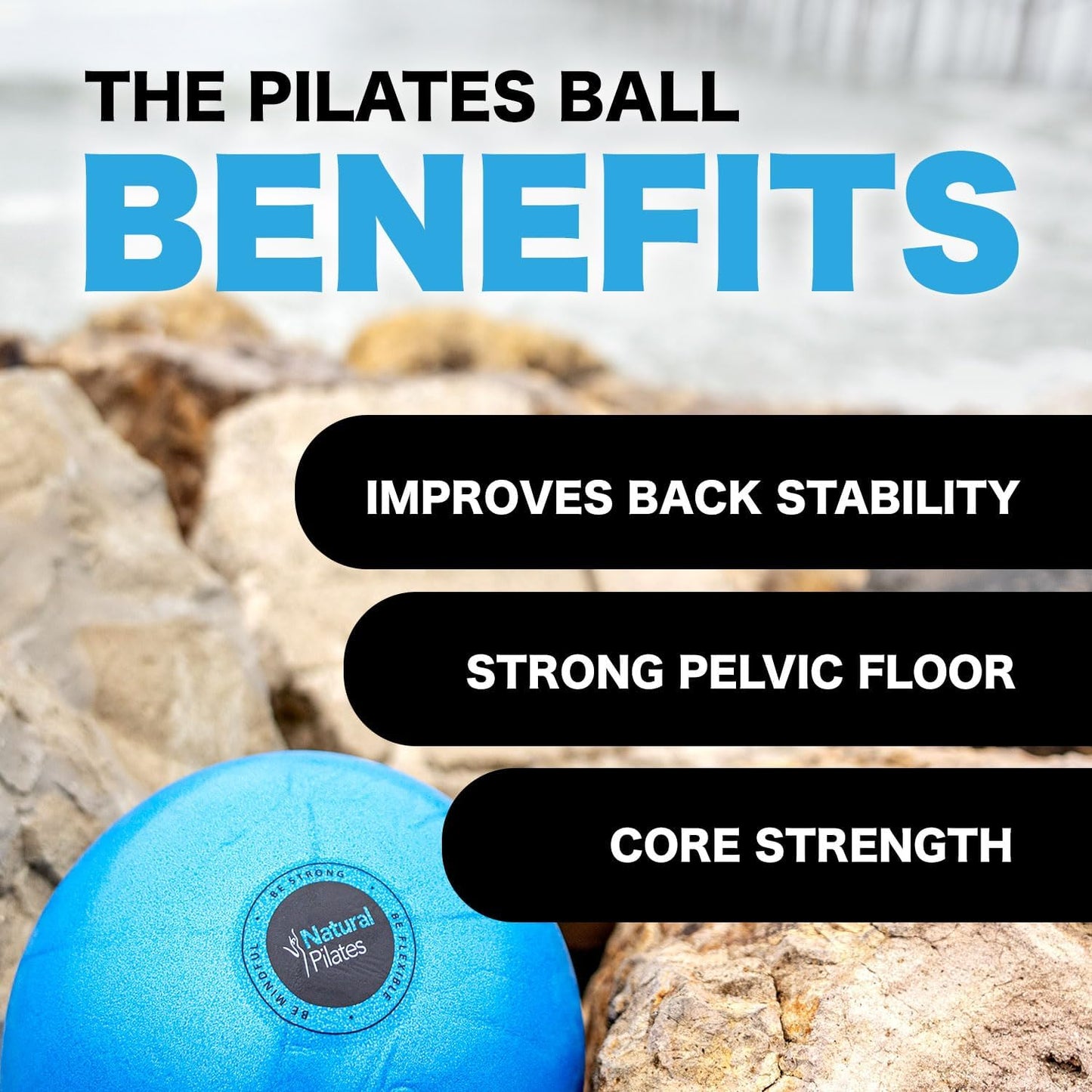 Natural Pilates Ball - 9 Inch Small Exercise Ball for Core Strength & Back Stability | Ideal for Physical Therapy