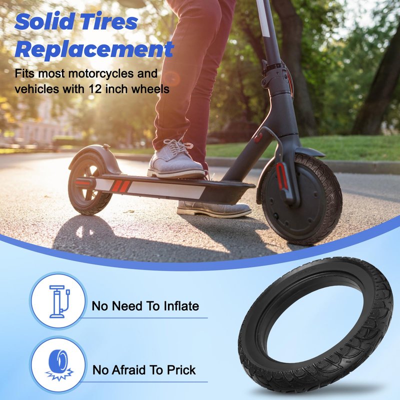 2PCS 12 Inch Solid Tires, Scooter Replacement Wheels, 12 1/2x2 1/4(57-203) for Electric Bike Scooter 12.5x2.5 Solid Tyres
