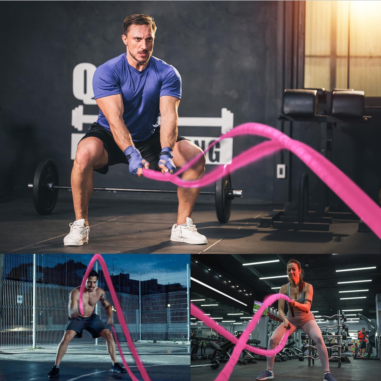 Battle Ropes Red Workout Rope 1.5inch Battle Ropes for Home Gym 30ft Exercise Ropes for Working Out Heavy Ropes for Exercise Training Weighted Rope Weighted Workout Rope Battle Rope