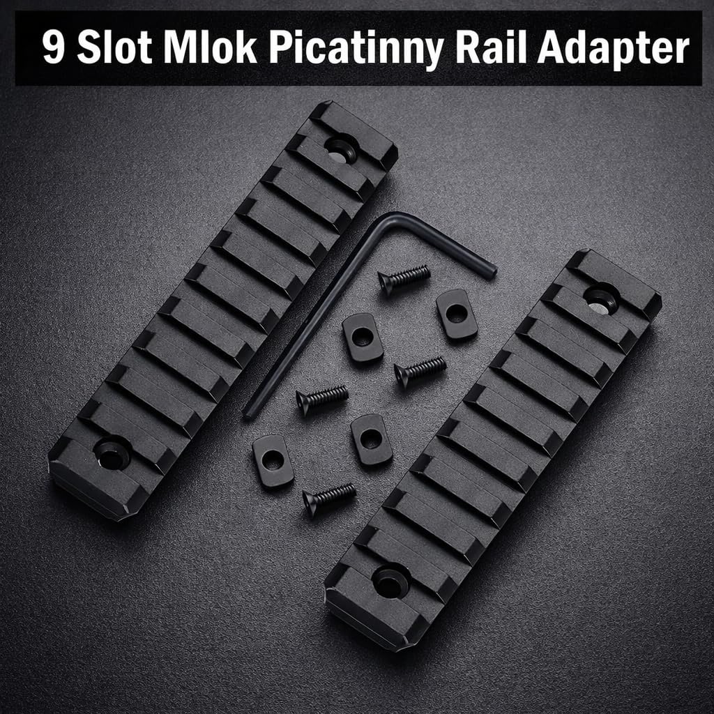 Gotical Multi Slots Mlok to Picatinny Rail Adapter | Set of 9 Slot Ar Picatinny Rail System