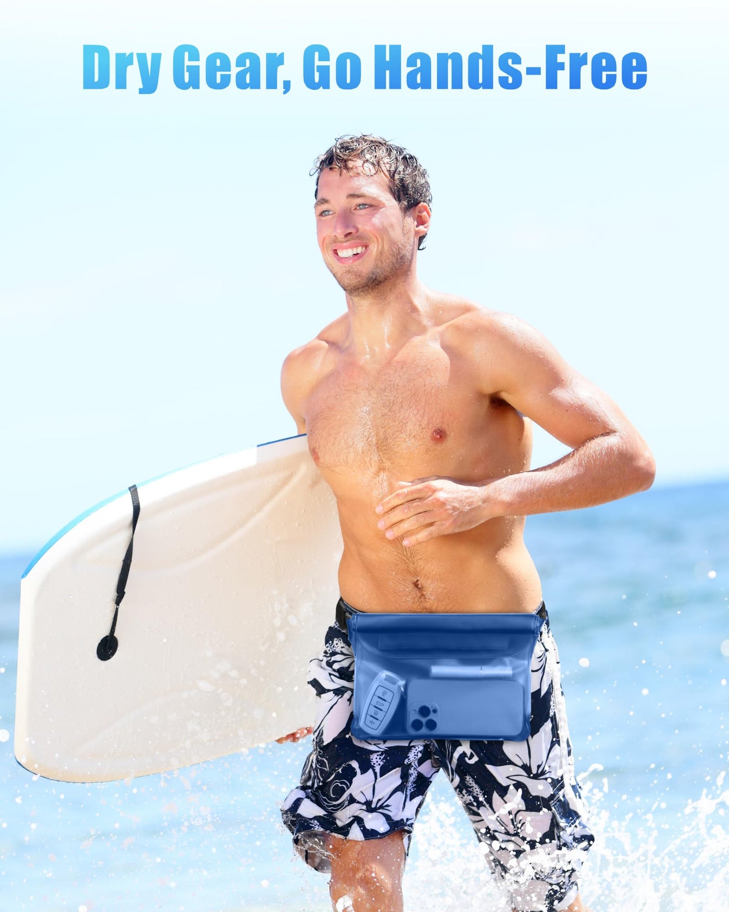 F-color Waterproof Fanny Pack - Cruise Essentials 2026 - Waterproof Pouch with Adjustable Waist Strap, Triple Zipper Roll-Top Dry Bag for Phone, Keep Passport Valuables Dry for Beach Kayaking Boating