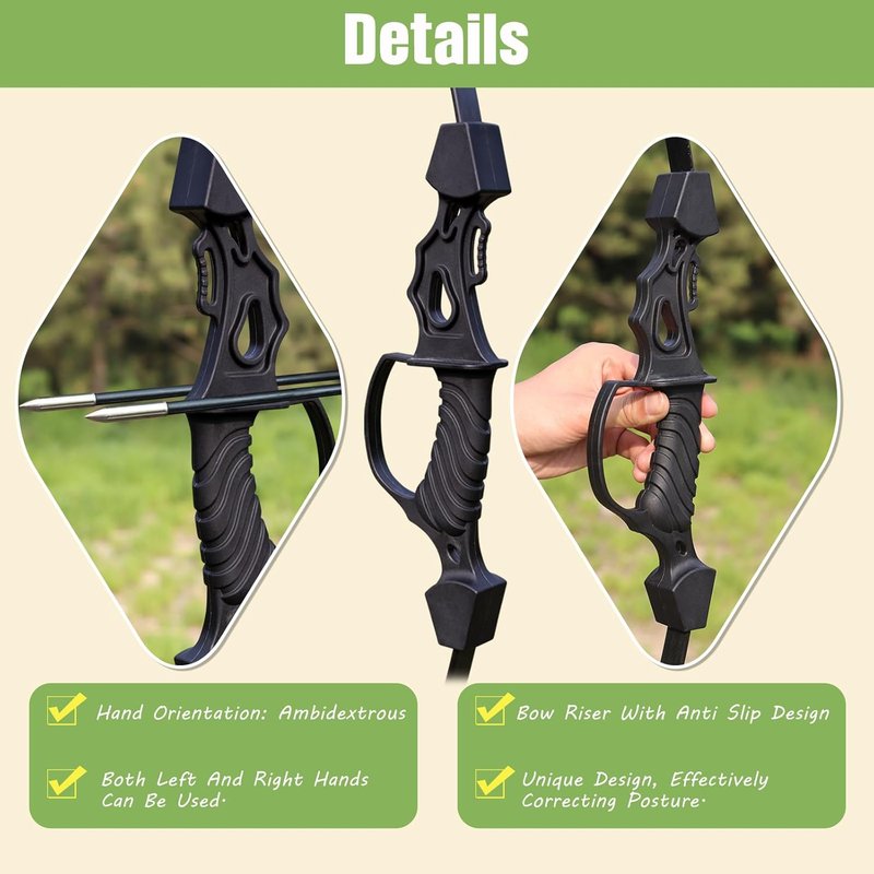 40-Inch Bow and Arrow Set - Ambidextrous Recurve Bow for Teens | 7 Arrows Included, Perfect for Outdoor Games