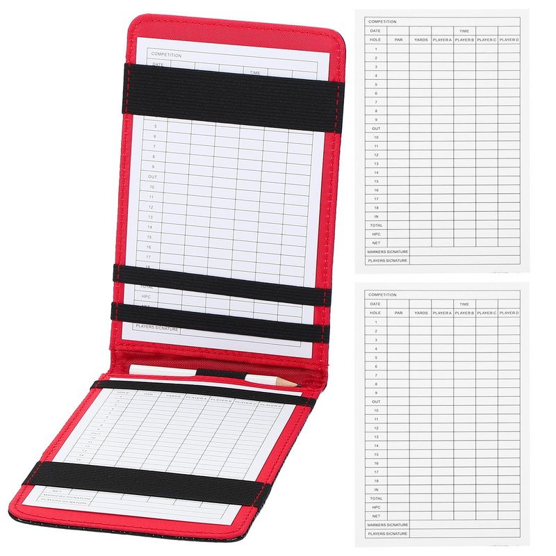 PATIKIL Golf Scorecard Holder, Leather Yardage Book Cover Golf Scorecard Book with Pencil Loop for Golfers Golf Club Golf Club Accessories, Silver Tone