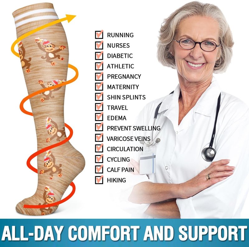 Copper Compression Socks for Women & Men - 6 Pack for Medical, Running, Nursing & Athletic Support