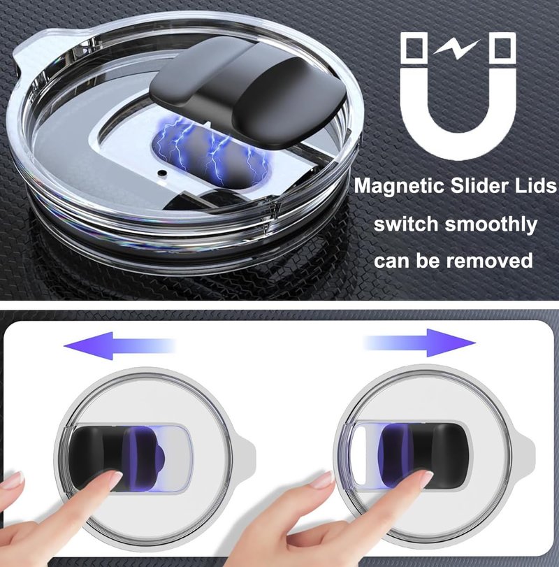 2PCS for YETI 30 oz Tumbler Lid, Replacement Lids Magnetic Slider Compatible for Yeti 30 oz Tumbler, 14 oz Mug and 35 oz Straw Mug, Travel Spill Proof Cup Lids Covers with Magnetic Slider Switch