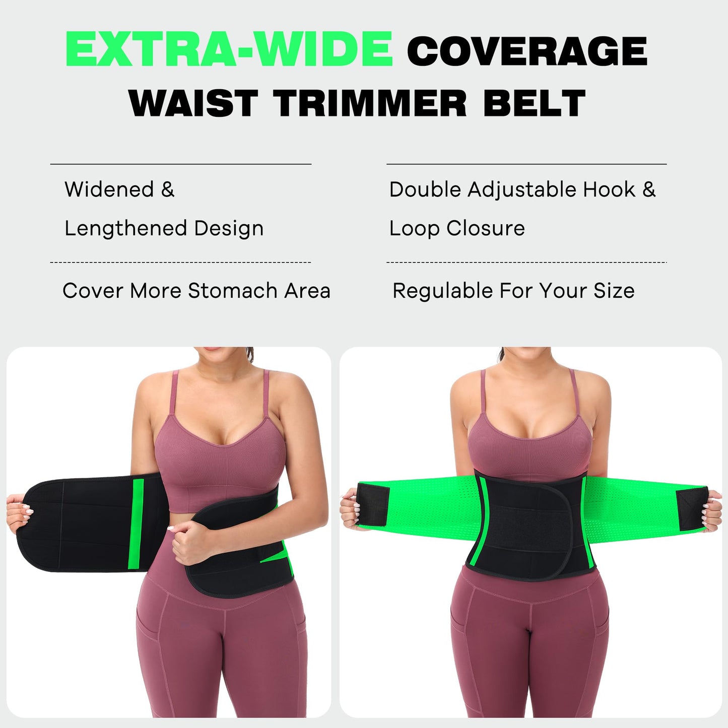 VENUZOR Waist Trainer Belt for Women - Waist Cincher Trimmer - Slimming Body Shaper Belt - Sport Girdle Belt (UP Graded)(Green,XX-Large)