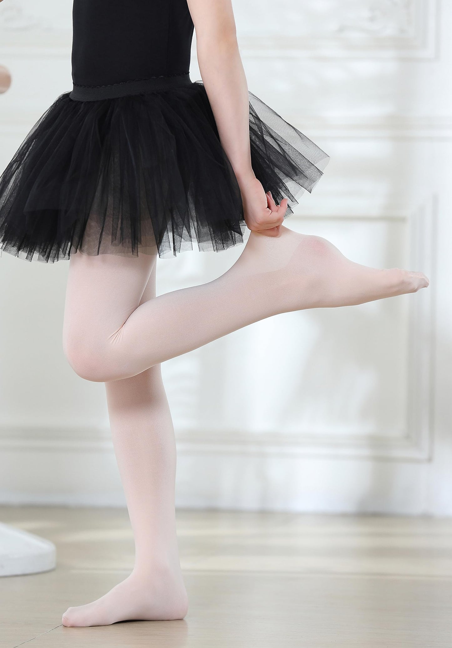 DIPUG Ballet Tights for Girls Dance Tights Toddler Thick Soft Footed Kids Pink Stockings Size 3t 4t 5t, 2 Pack