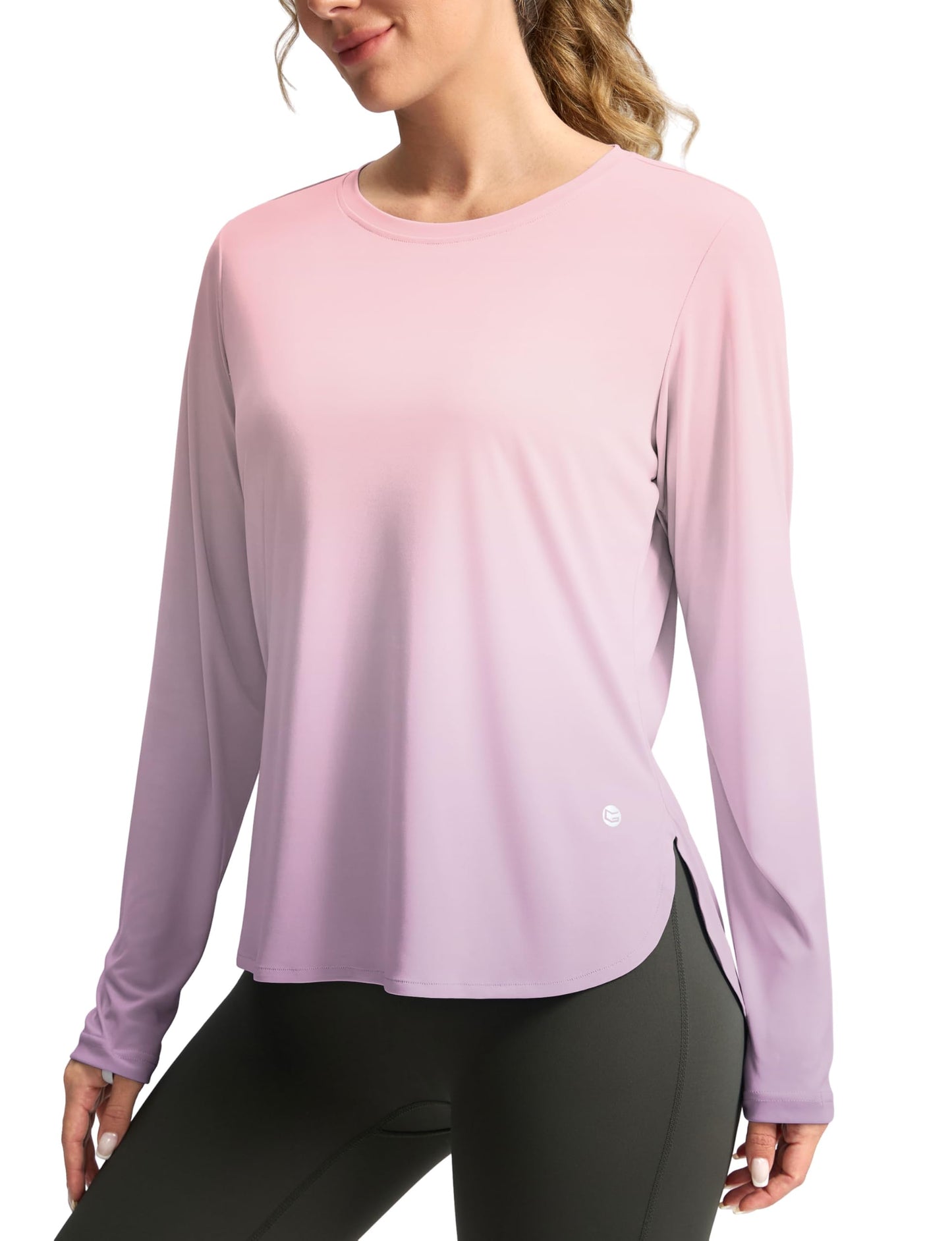 Women's Sun Shirts UPF 50+ Long Sleeve UV Protection Shirt Lightweight Quick Dry Workout Hiking Tops for Women(Pink/Purple Gradient,XL)