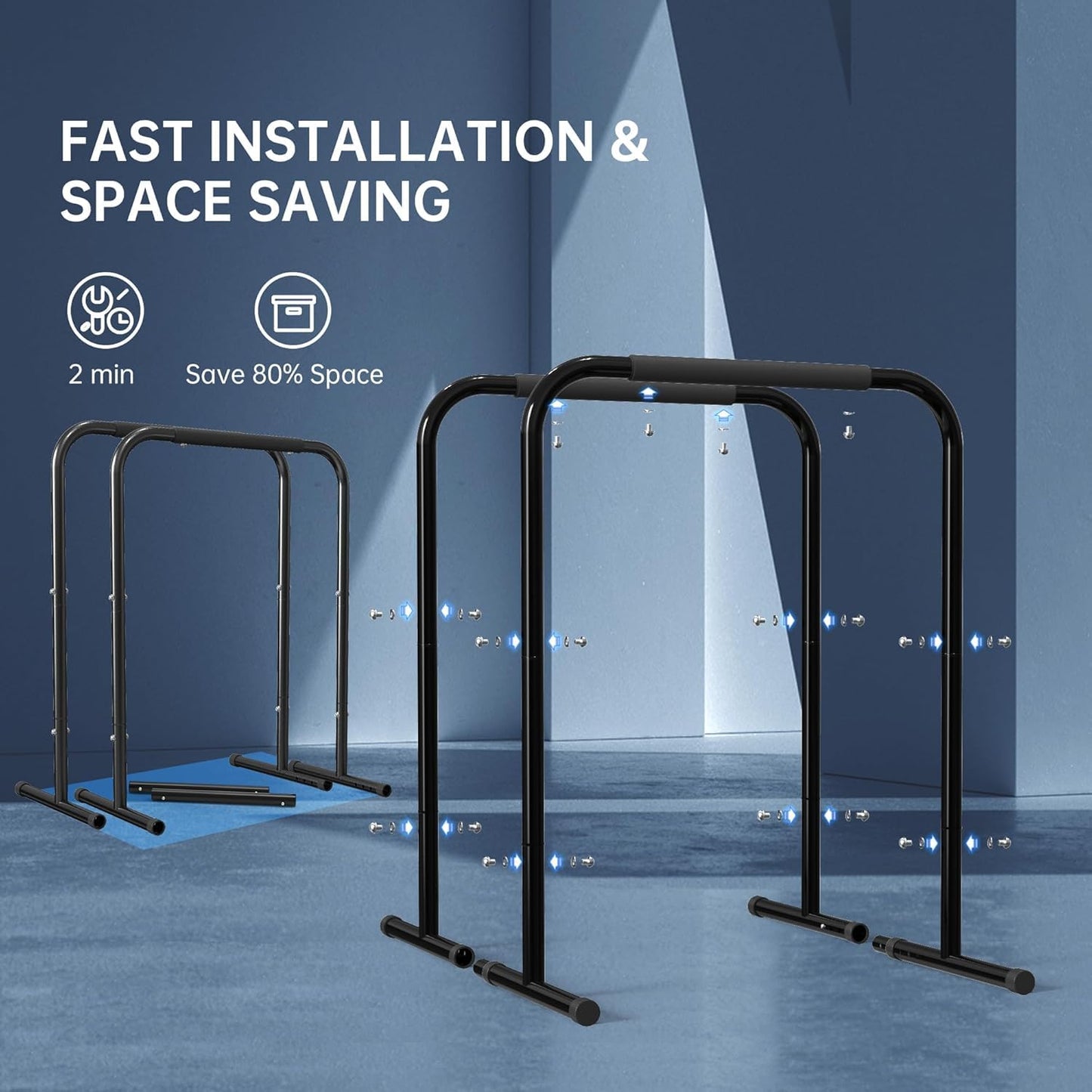 leikefitness Pull Up Dip Station Strength Training Dip Stands Station Tricep Dips Push-Ups For Home Gym