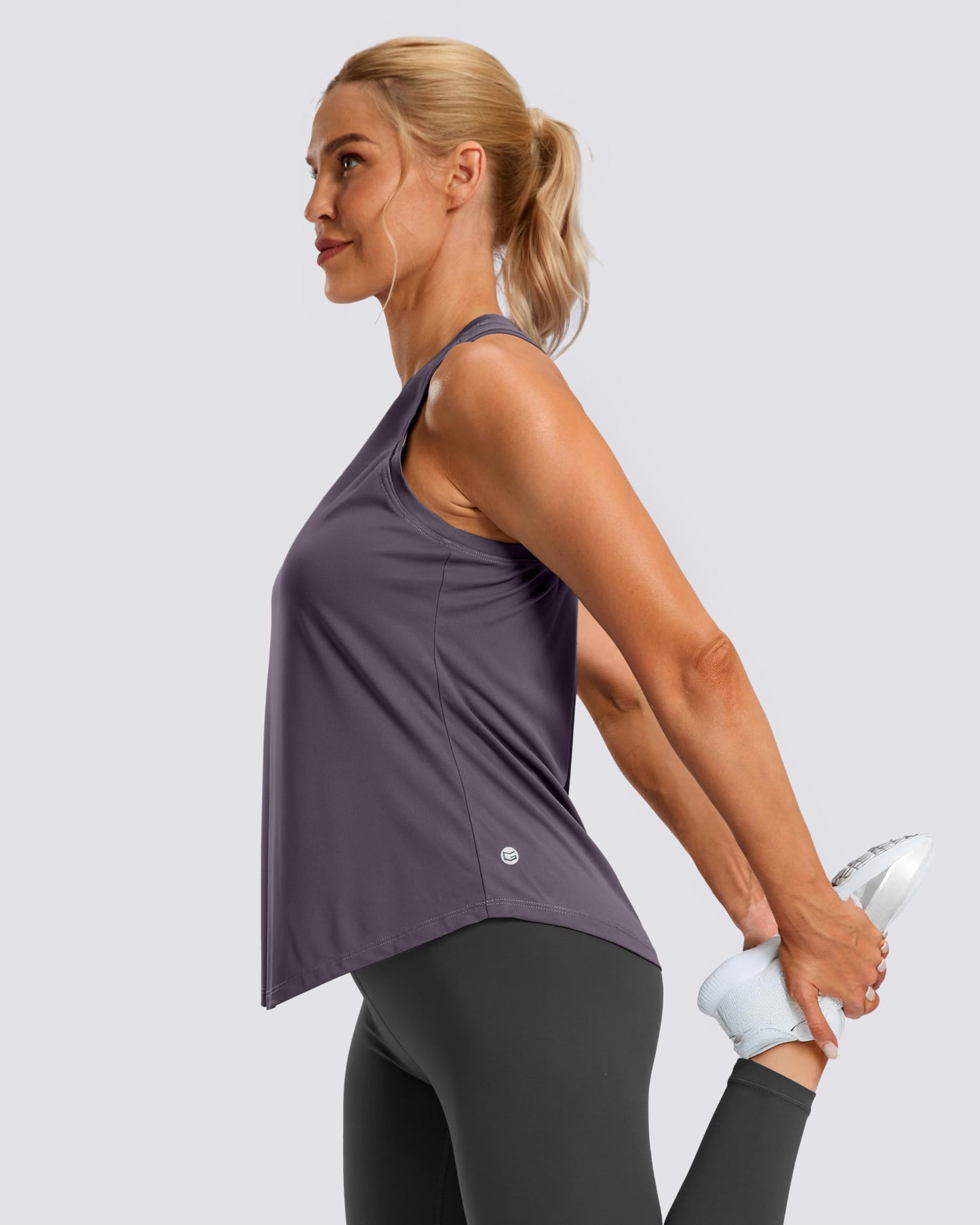 G Gradual Women's Workout Tank Tops Racerback Athletic Yoga Tops Loose Fit Sleeveless Running Gym Sports Shirts for Women(Purple Grey,XXL)