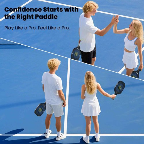 Toovem Max T3 Carbon Fiber Pickleball Paddles Set of 2 – Lightweight T300 Pickleball Paddle Carbon Fiber Racket, 2 Pickle Ball Paddles Gifts with Bag & 4 Balls, for Beginner & Intermediate Players
