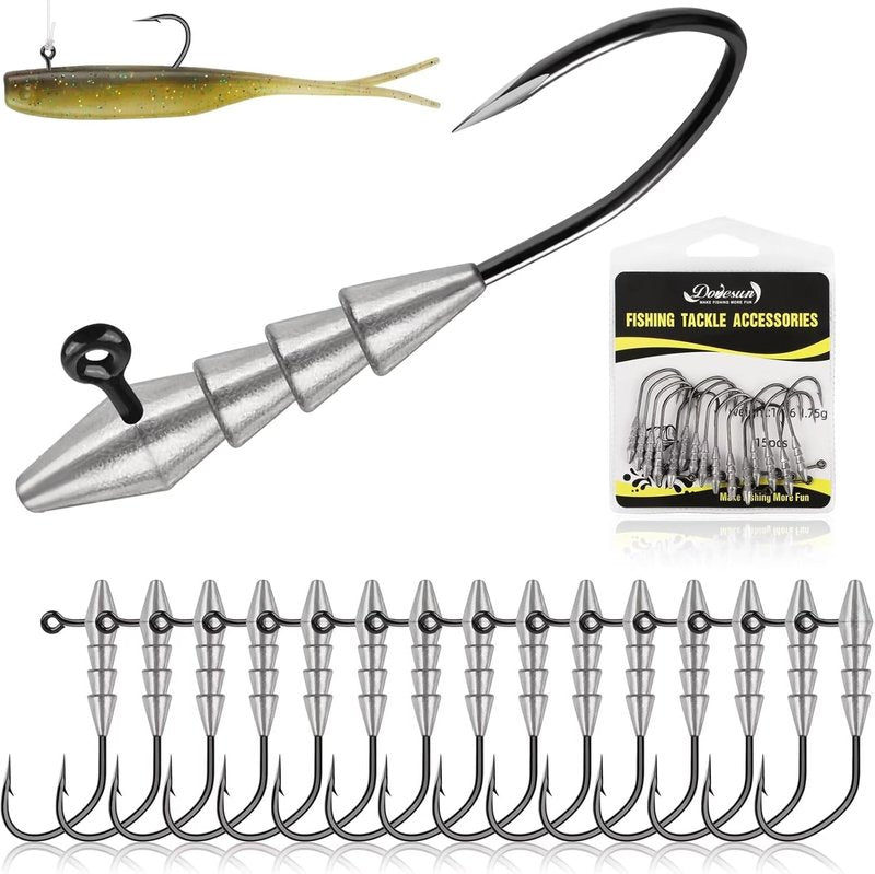 15PCS Hover Rig Jighead Swimbait Fishing Jig Heads - Bass Hooks 1/0, 3/0, 5/0 | 1/16OZ, 1/8OZ, 1/4OZ