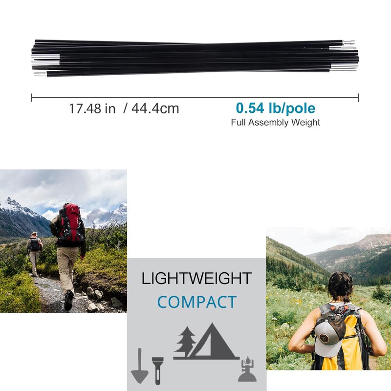 BRILLIANCE4U Tent Poles 12ft 8.5mm, Fits Female and Male Ends Tent, 7001 T6 Heated Aluminum Tent Pole Repair Kit, Lightweight Tent Poles Replacement, Outer Diameter 0.33" 1 Pole Pack