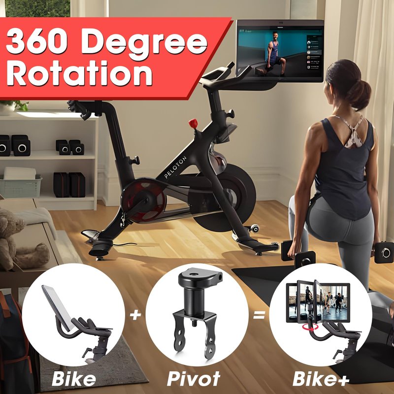 Zacro Peloton Bike Screen Swivel Mount, 360 Degree Monitor Adapter, Upgraded Height Adjustment & Rotate Screen, Accessories (Not Compatible with Peloton Bike+)