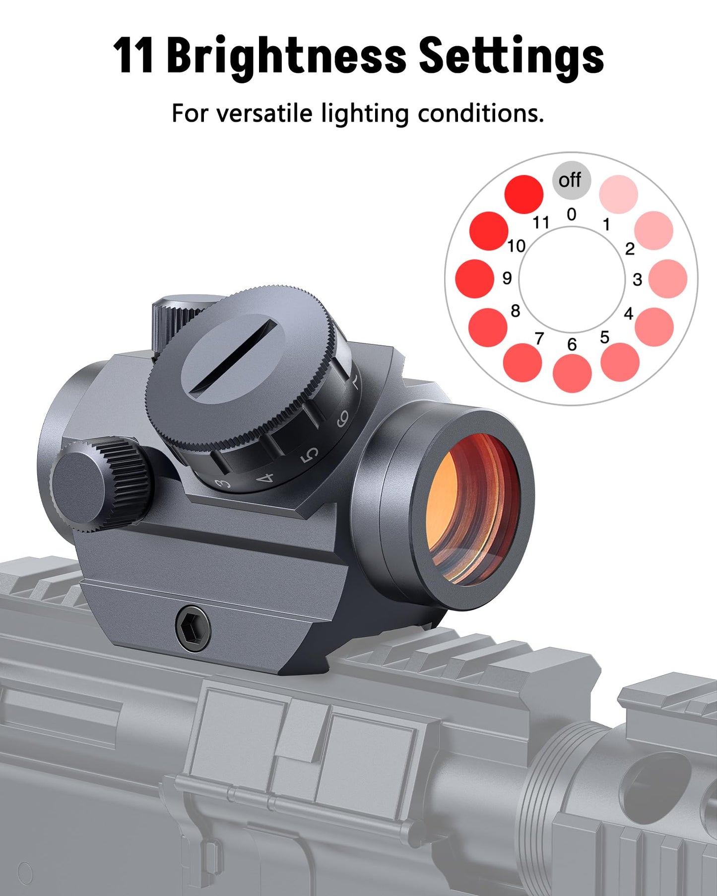 MidTen 2MOA Red Dot Sight 1x25mm Reflex Sight Waterproof & Shockproof & Fog-Proof Red Dot Scope, Riflescope with 1 inch Riser Mount,Grey