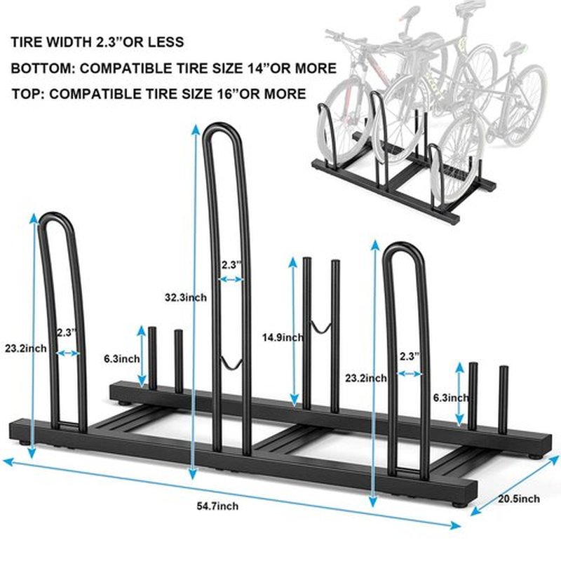CXWXC 1-3 Bicycle Stand - Bike Floor Parking Stand for Garage/Home - Bike Storage Rack Mountain Road Bikes Kids Bike and BMX Bikes (for 3 Bikes)