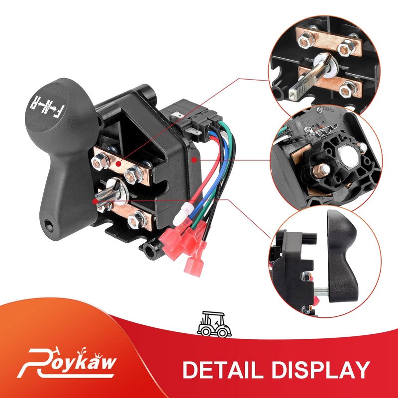 Roykaw Golf Cart Forward and Reverse Switch Assembly with Handle Compatible with Club Car DS 1996-up 48 Volt Golf Cart Models, Replaces OEM # 101753005, 1012987