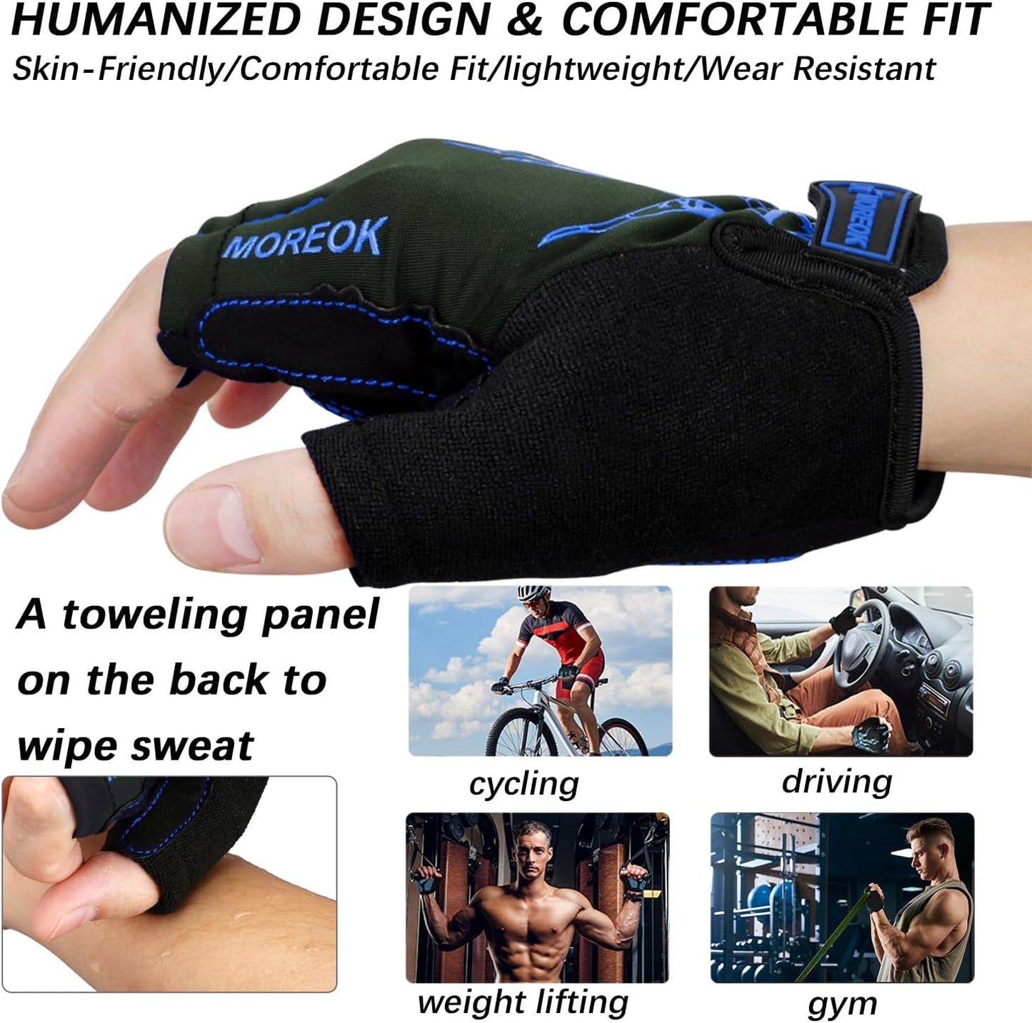 Cycling Gloves for Men & Women - 5MM Gel Pad Half Finger Bike Gloves for Cycling, Weight Lifting & Outdoor Sports