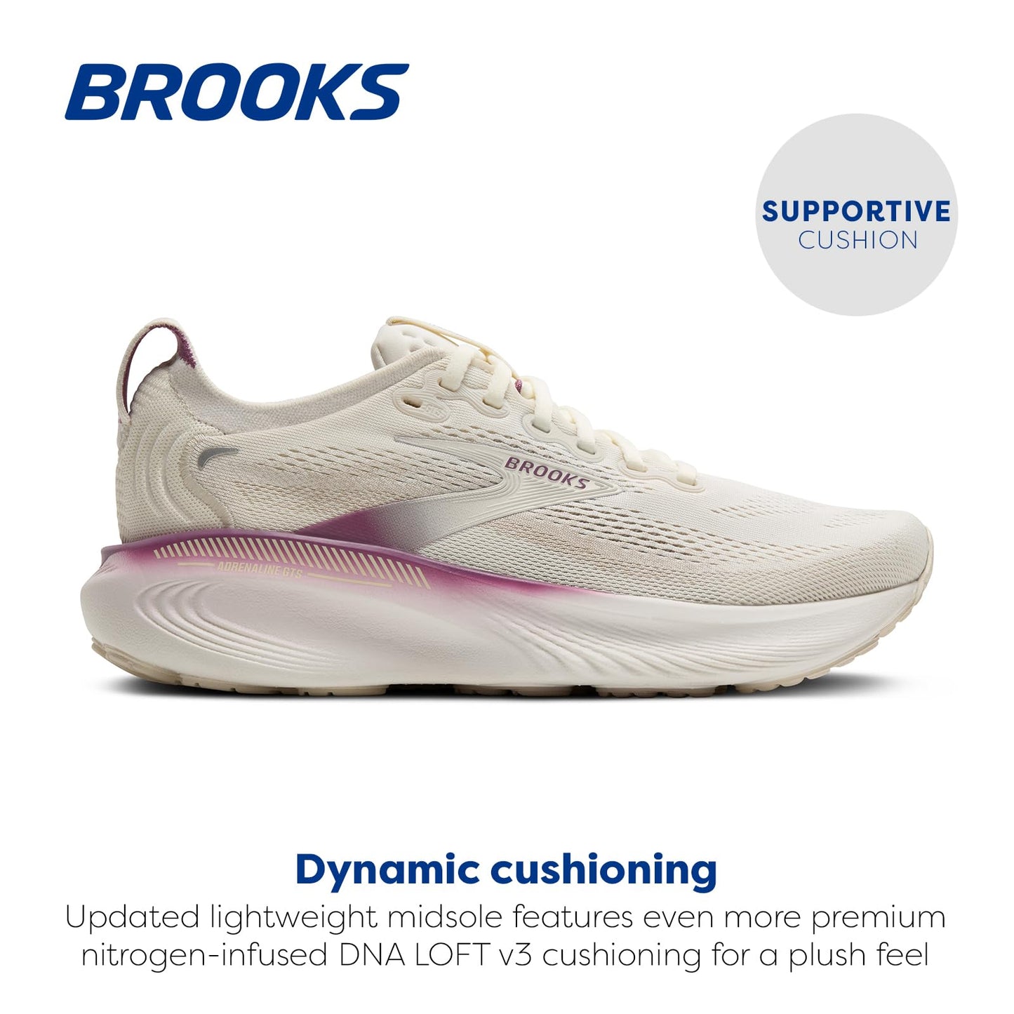 Brooks Women’s Adrenaline GTS 25 Supportive Running & Walking Shoe - Coconut/Argyle - 5 Medium