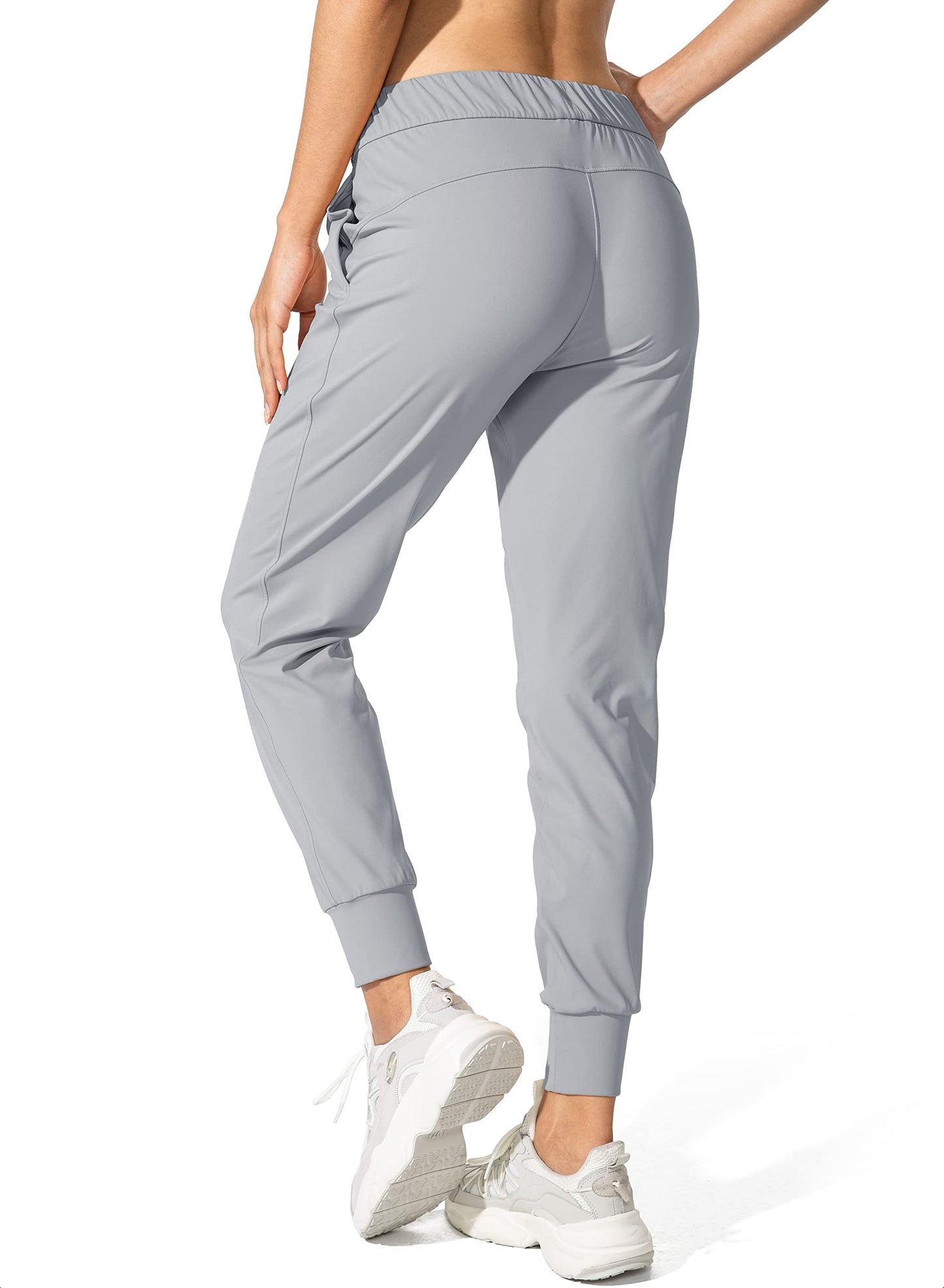 SANTINY Women's Joggers Pants Pockets Drawstring Running Sweatpants for Women Lounge Workout Jogging(Bright Grey_XXL)