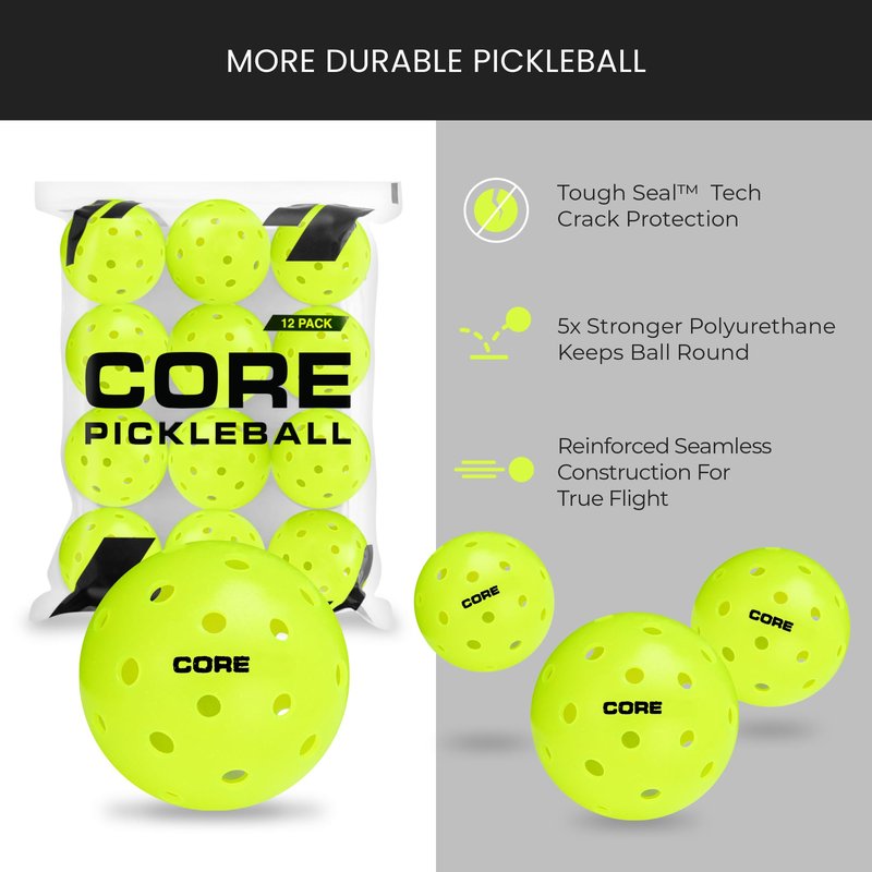 CORE Pickle ball Balls for Professionals and All Levels of Play Balls with 40 Holes -USA Pickle ball Approved Durable Outdoor Pickle ball (12 Balls)