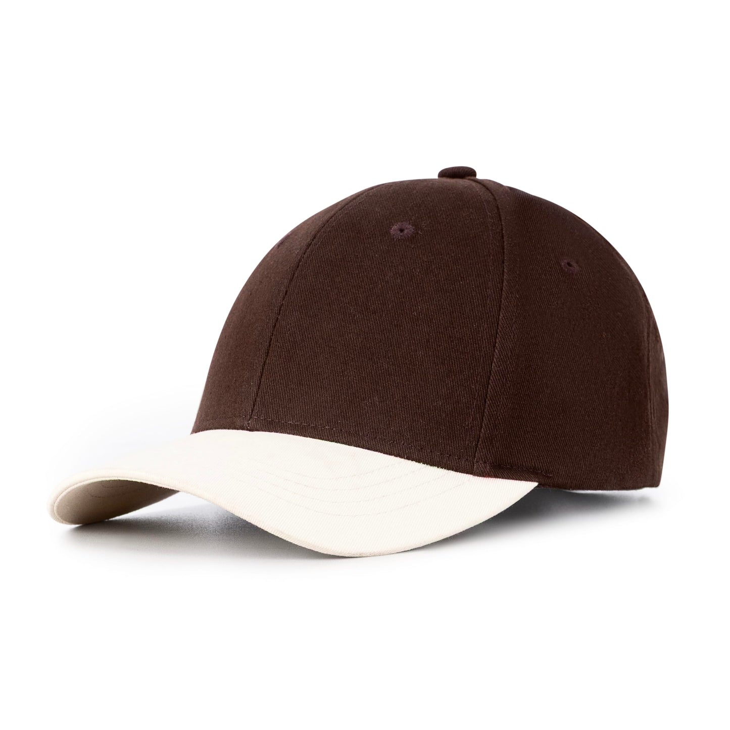 Mens Cap, Plain Baseball Cap, 100% Cotton, Adjustable Size, Casual Hat, Two Tone Color Combinations (Brown & White)