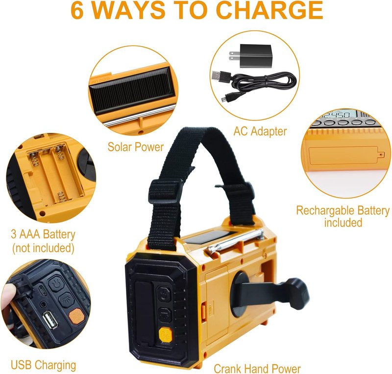 Raynic Emergency Radio - Solar Hand Crank Weather Radio with NOAA Alert, 5000mAh Battery, Flashlight & SOS Siren | AM/FM/SW