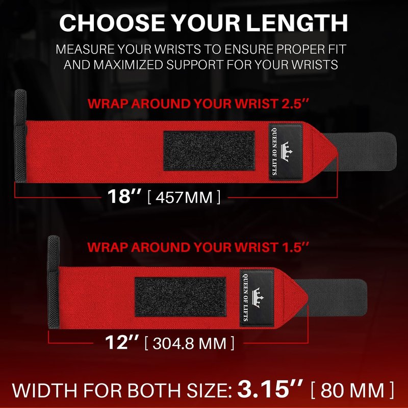 TECEUM Weightlifting Wrist Wraps - Heavy Duty 18" & 12" Workout Braces for Powerlifting & Strength Training